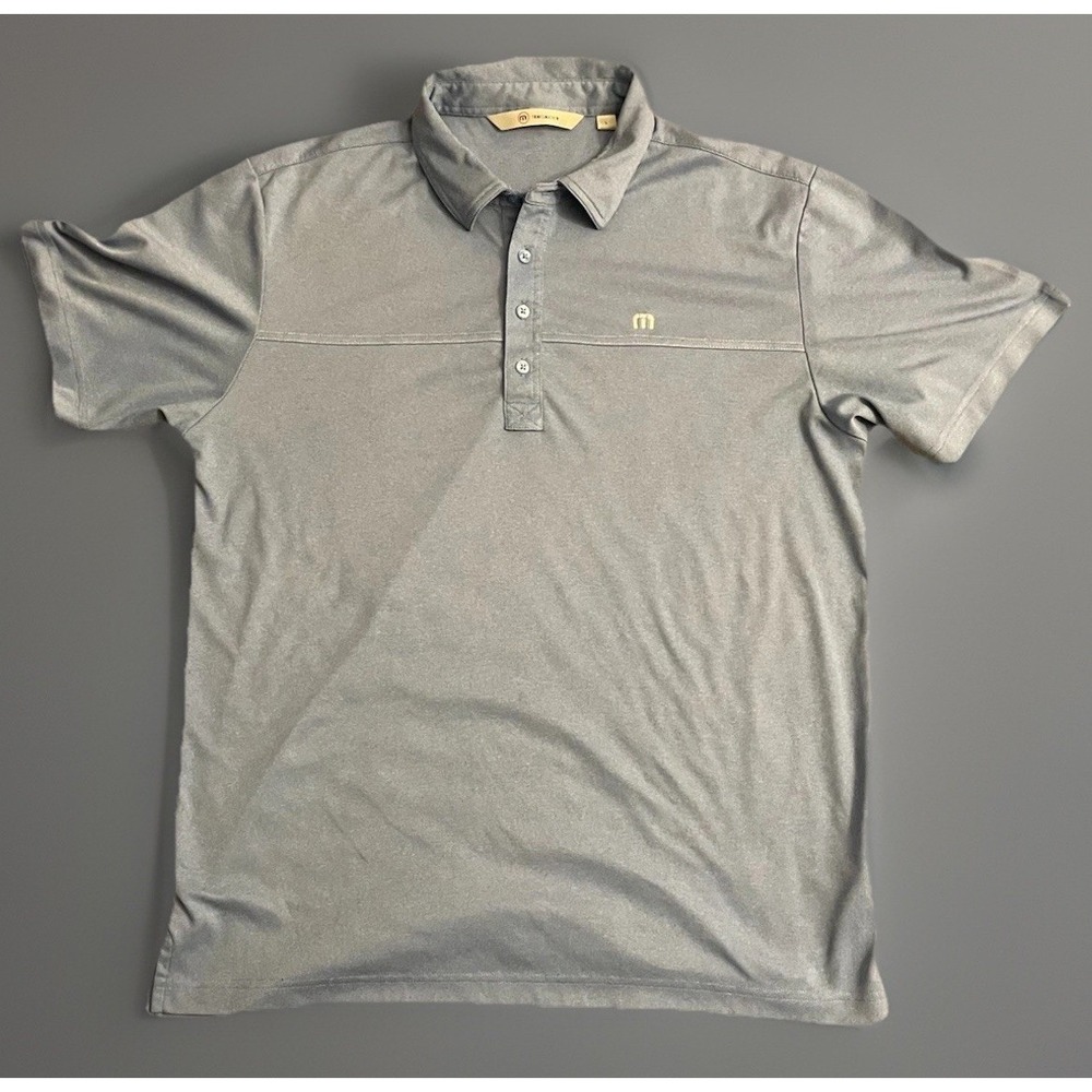 Travis Mathew Golf Short Sleeve Polo Shirt Blue Embroidered Logo Large JBHS